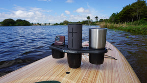 E-Sea Caddy Pro- Multi Cup Suction Mounted Drink Holder-Black On paddle board