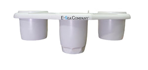 E-Sea Caddy Pro- Multi Cup Suction Mounted Drink Holder-White Front 