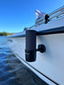 E-Sea cup adjustable suction cup holder mounted on outside of boat at a sandbar