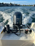 Two E-Sea Cup adjustable cup holders suction mounted on transom of boat