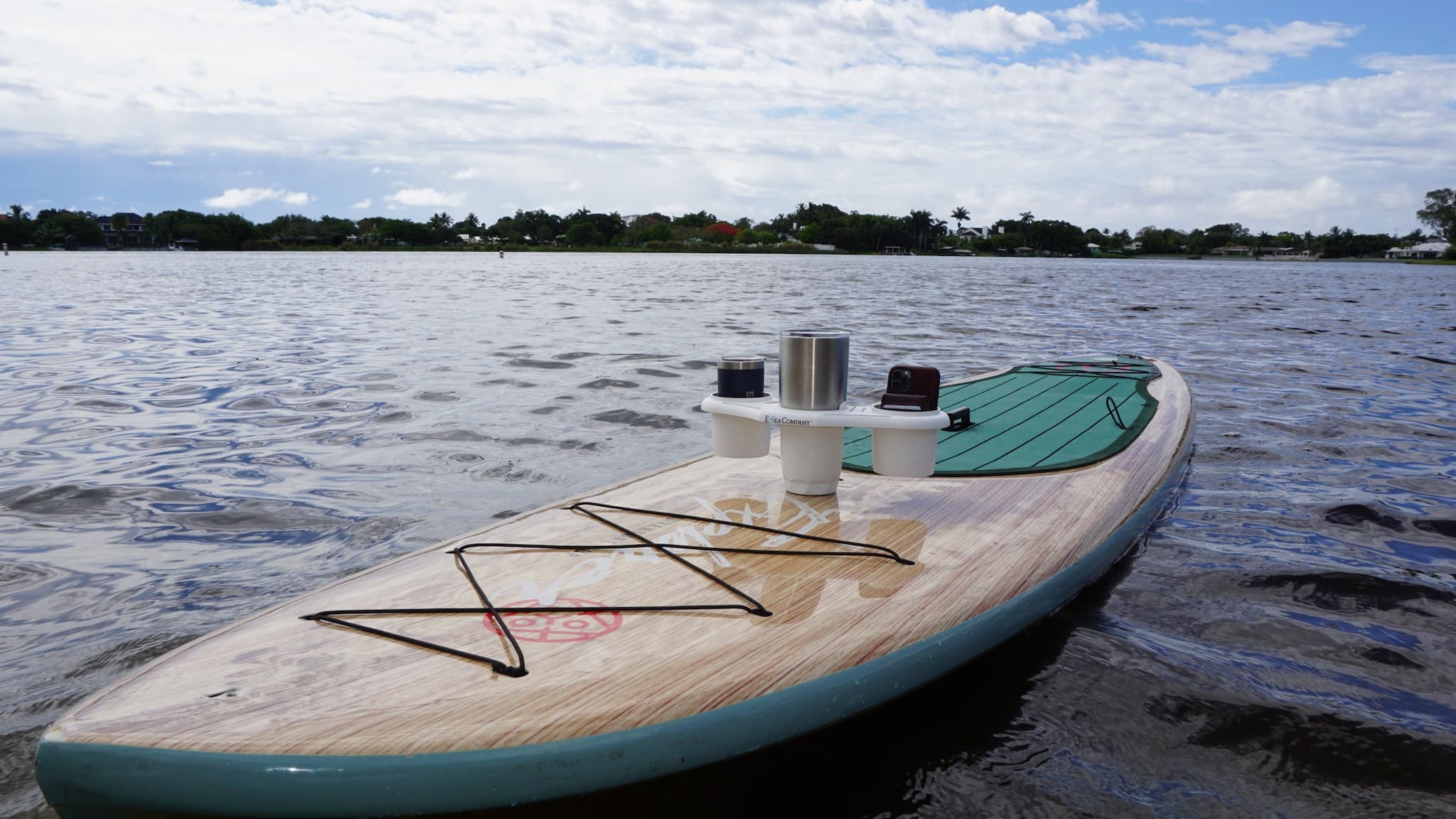 E-Sea Caddy Pro- Multi Cup Suction Mounted Drink Holder-White On Paddle Board