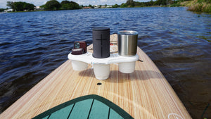 E-Sea Caddy Pro- Multi Cup Suction Mounted Drink Holder-White On paddle board