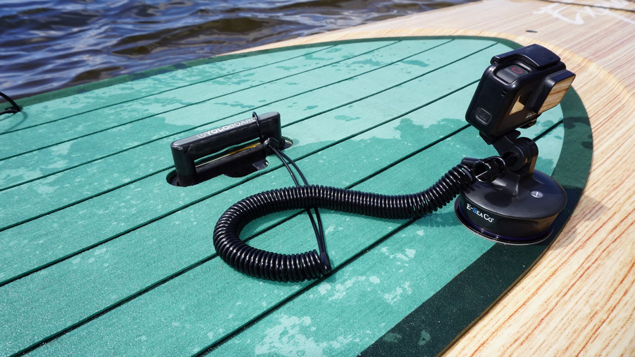 E-Sea Tether- Retractable Product Safety Tether Securing E-Sea Camera Mount On Paddle Board