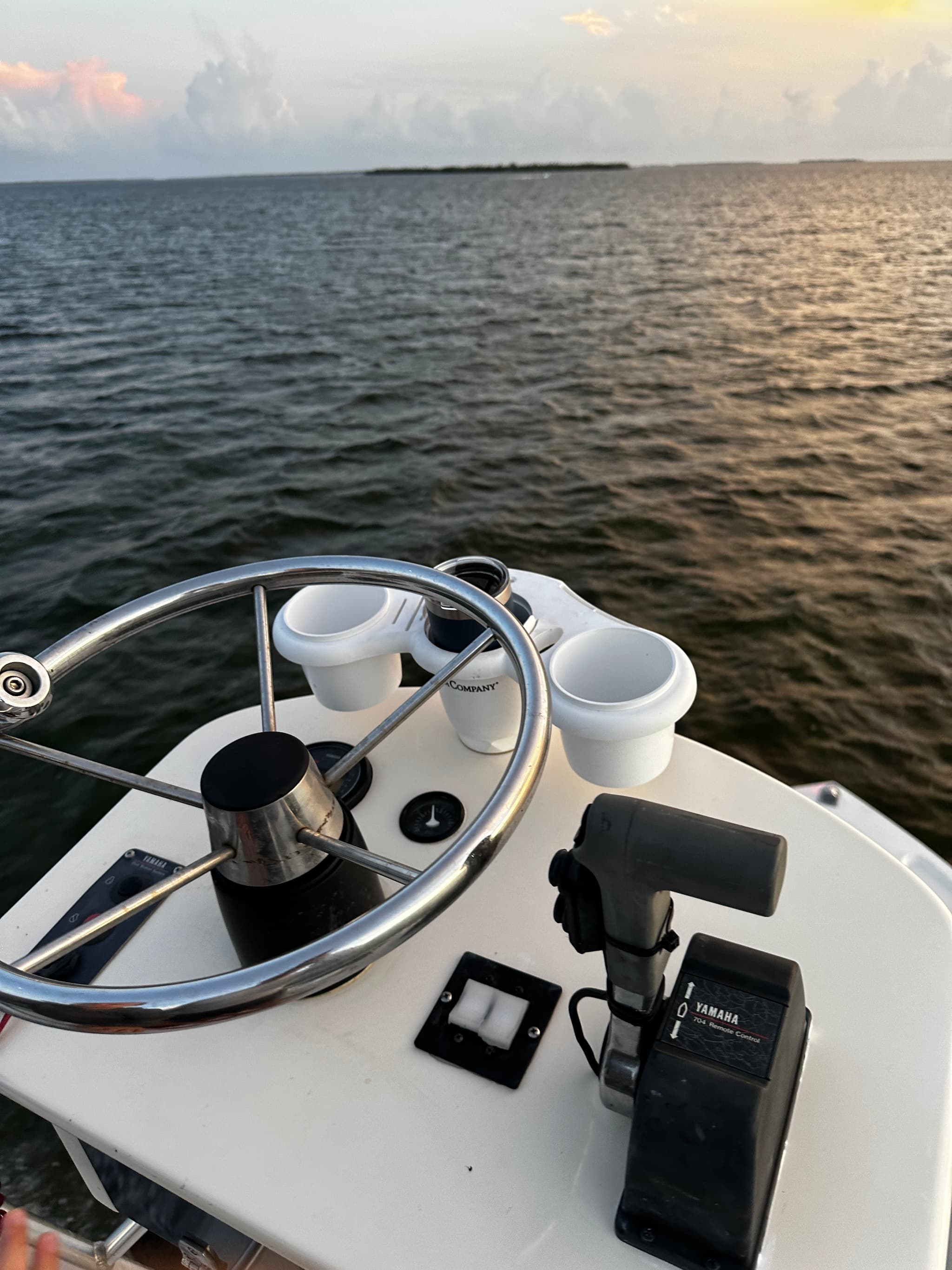 E-Sea Caddy drink holder suction cup mounted to boat tower