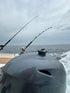 E-Sea Release Clip suction mounted to top of outboard boat motor