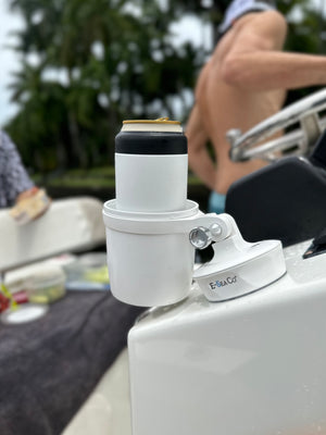 E-Sea Cup Adjustable-Suction Mounted Adjustable Angle Cup Holder-White On Boat Console